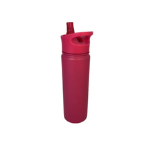 Indlæs billede til gallerivisning Lyserød termo drikkedunk med sugerør af rustfrit stål på 700 ml. Den miljøvenlige drikkedunk har termoeffekt, så dit vand holdes koldt i op til 18 timer.