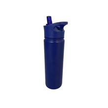 Indlæs billede til gallerivisning Blå termo drikkedunk med sugerør af rustfrit stål på 700 ml. Den miljøvenlige drikkedunk har termoeffekt, så dit vand holdes koldt i op til 18 timer.